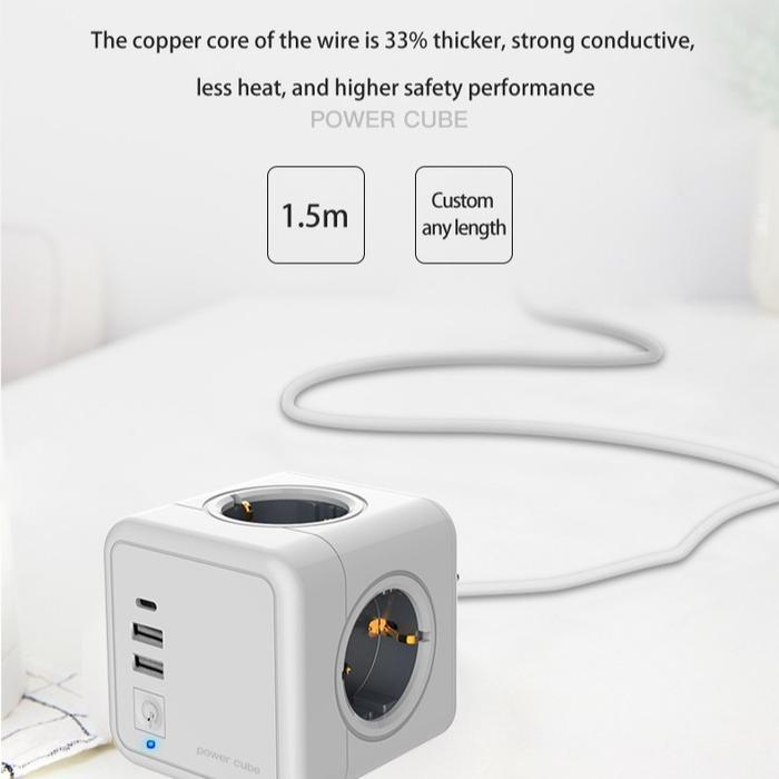 POWERCUBE STOP KONTAK - POWERCUBE SOCKET USB 3.1 DENGAN KABEL 1,5 METER READY STOCK