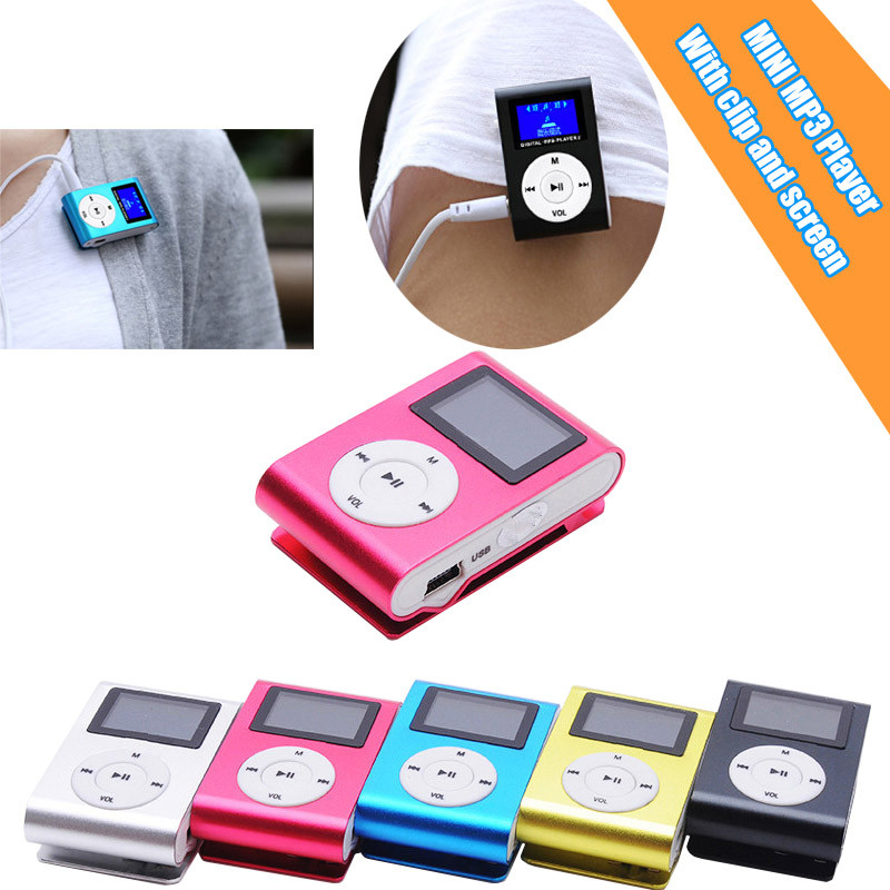 Colorful Metal Clip MP3 Player with 1.2 Inch LCD Screen & FM support Micro SD TF slot portable