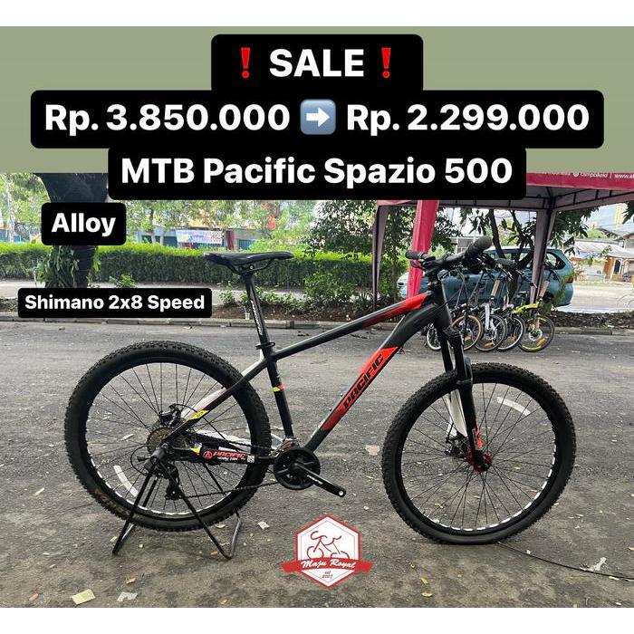 Sepeda Gunung MTB Pacific Spazio 500 27.5 inch Alloy Shimano 8 Speed - Black Red