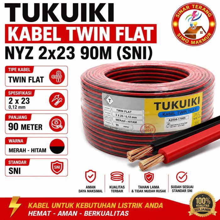 READYY TUKUIKI Kabel NYZ 2x23 90M Roll I Kabel Listrik Serabut TF NYZ 2 x 23 rna Merah Hitam
