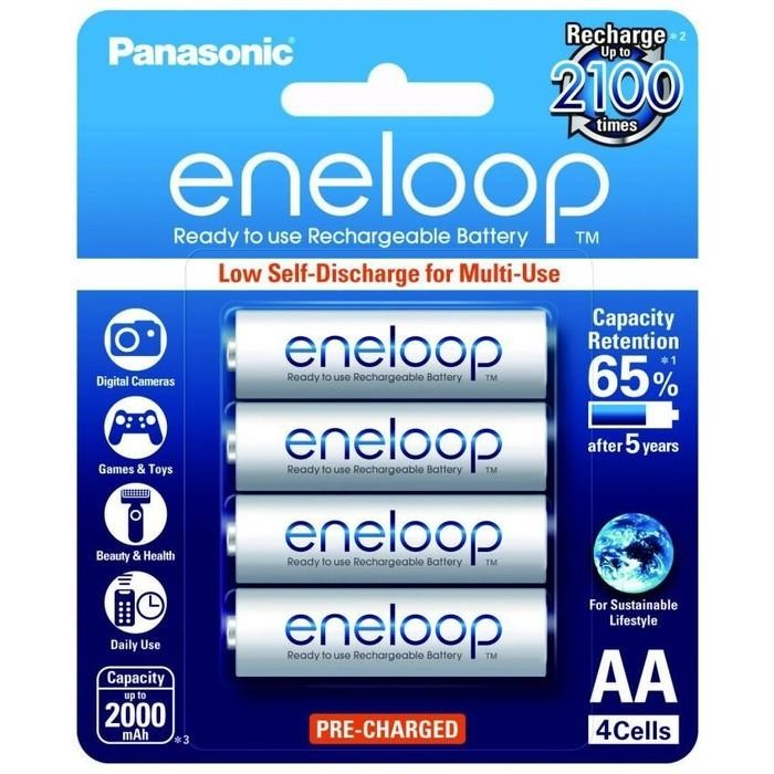 Baterai Rechargeable Panasonic Baterai Aa Eneloop 2000 Mah Bp4 Berkualitas Ori -Putih