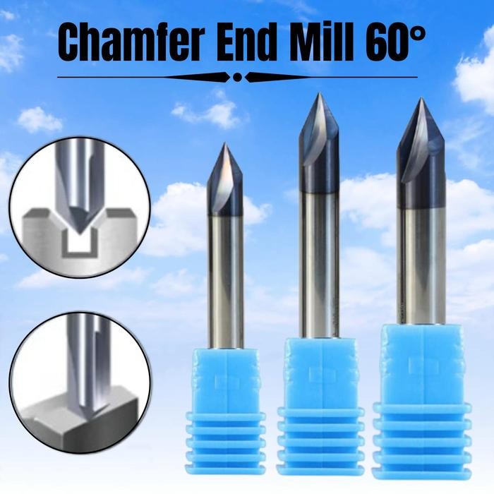 Chamfer End Mill 60 Derajat 3 Flute Straight V Endmill V Bit Router Bit Cnc