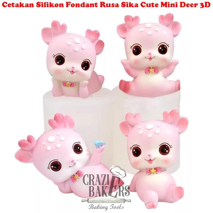 Cetakan Silikon Fondant Rusa Sika Cute Mini Deer 3D