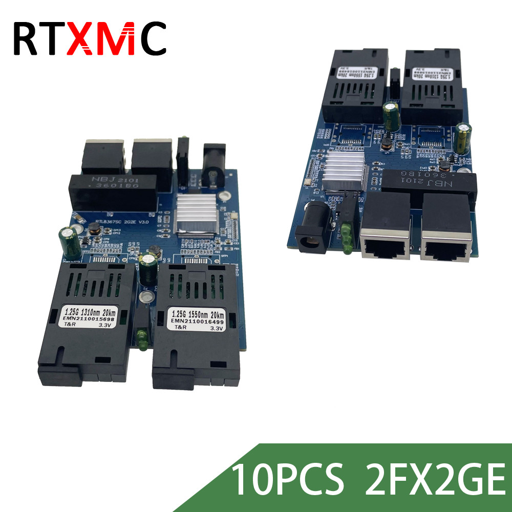 10pcs RTL8367SC Gigabit Ethernet fiber switch 2RJ452 SC Gigabit Fiber