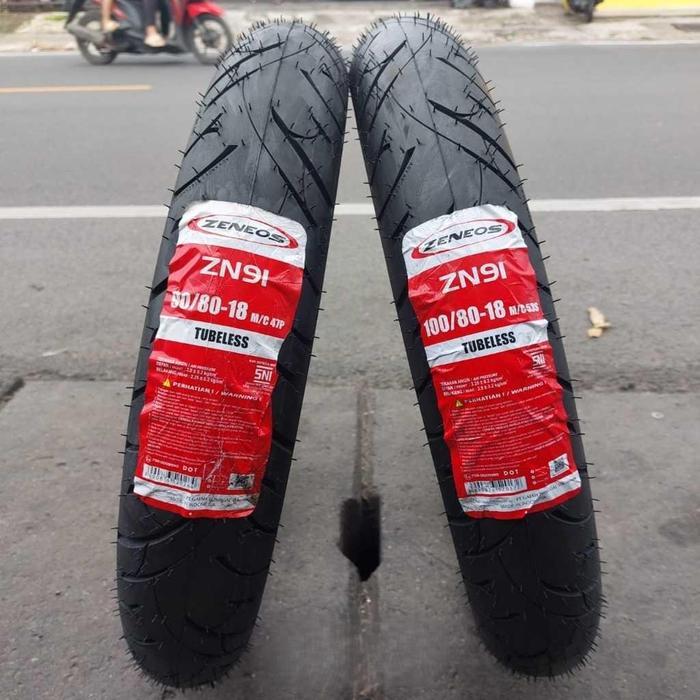 PAKET / SEPASANG BAN RING 18 ZENEOS 90/80 100/80 ZN91 TUBELESS MOTOR TIGER / THUNDER / NINJA RR