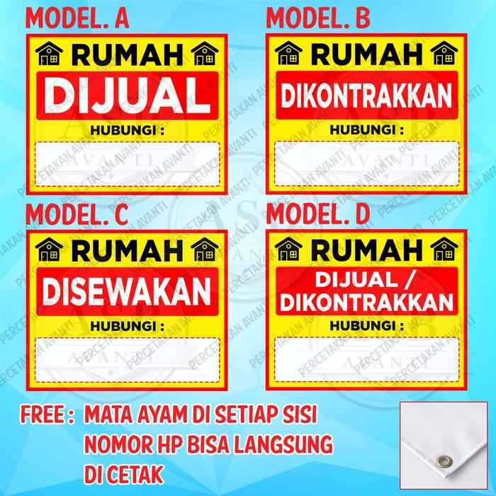 Spanduk Rumah Dijual / Disewakan / Dikontrakan / Banner Rumah Dijual / Disewakan / Dikontrakan -