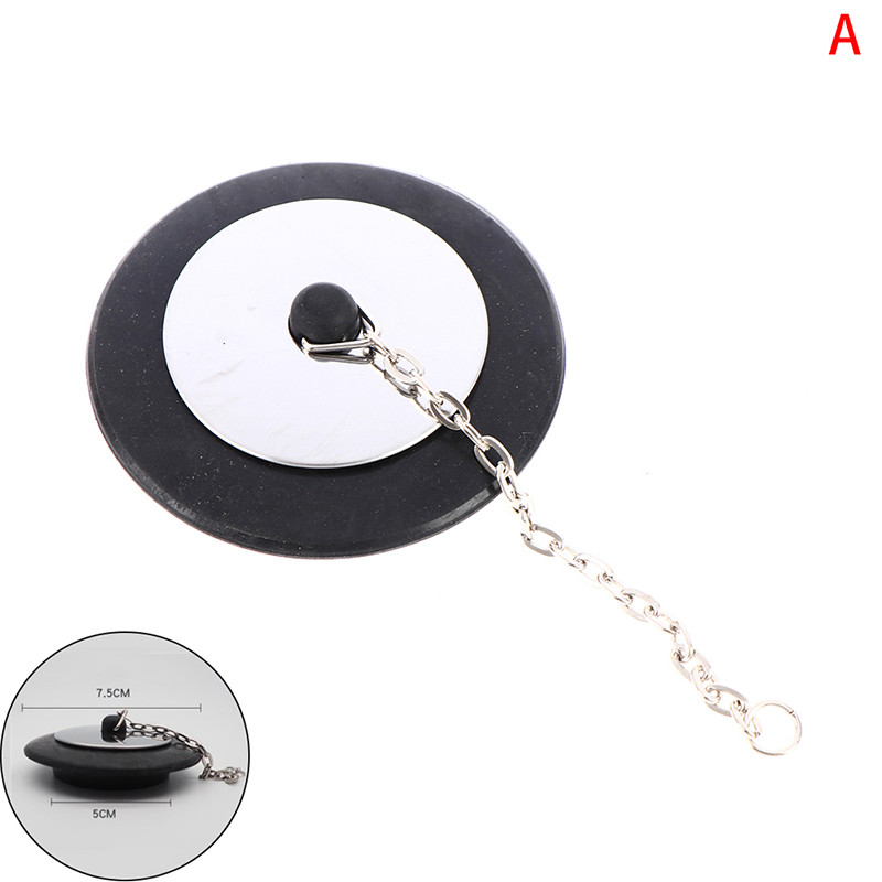 1Pc Stainless Steel Rubber Choke Bathtub Drain Stopper With Chain Bath Plug Drain Tub Stopper For