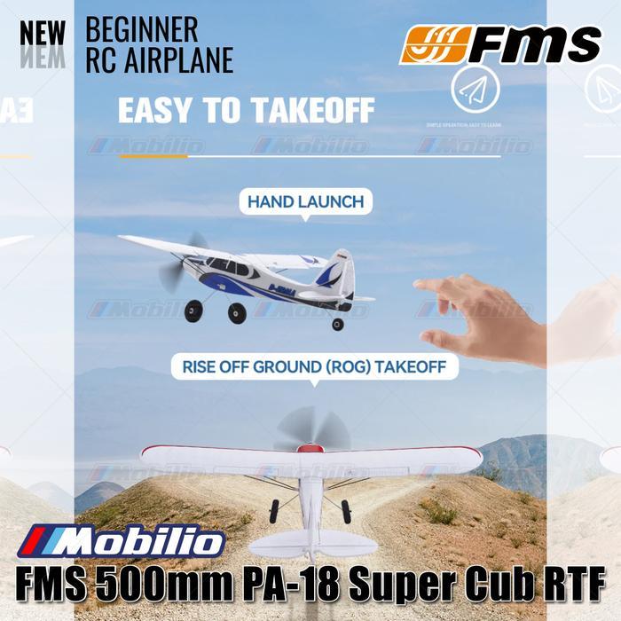Fms 500Mm Pa-18 Super Cub Rtf Easy To Fly Micro Rc Plane For Beginners