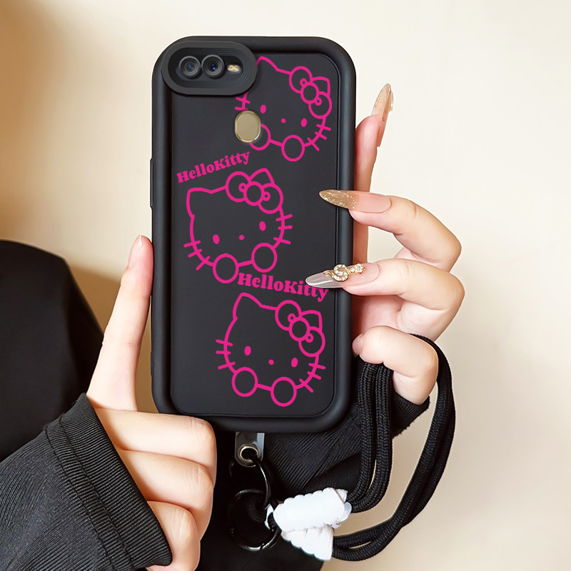 Casing Hp untuk OPPO A7 A5s A12 A12s A11K Case Casing HP Softcase Ponsel Soft Shell dengan Tali Sili