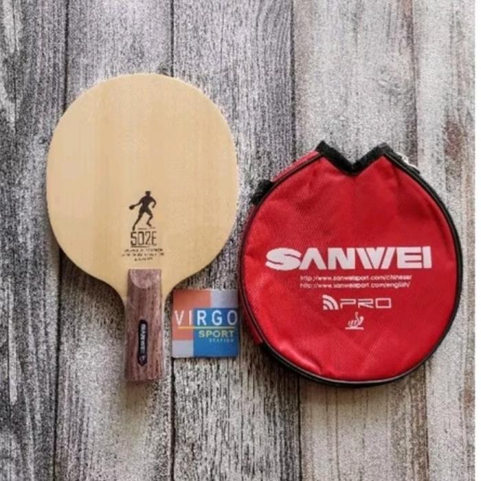 SANWEI 502E CS CARBON PENHOLD+COVER BAT BET PINGPONG TENIS MEJA 100%ORIGINAL