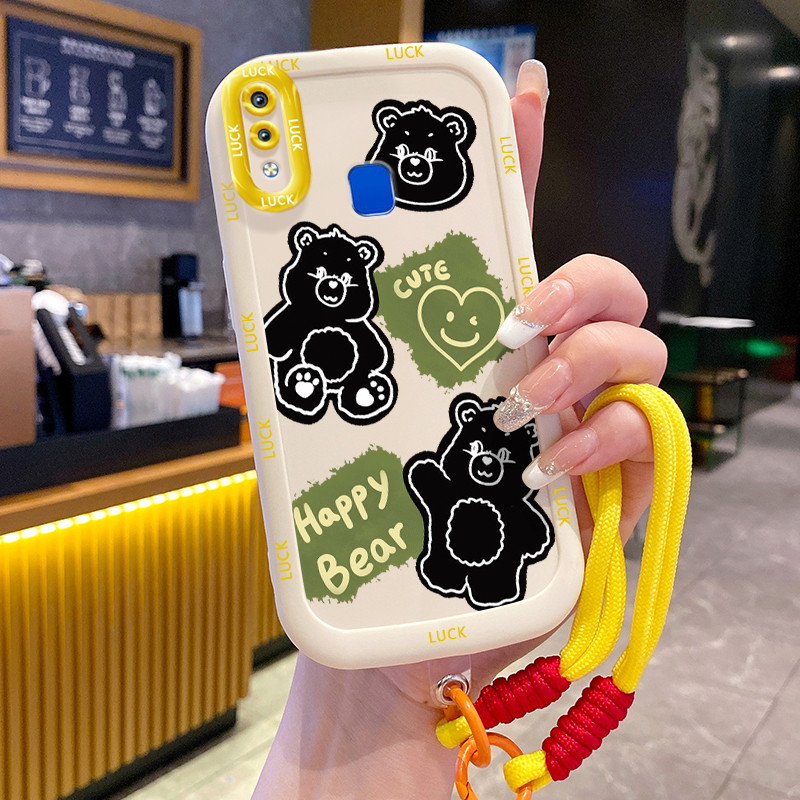 Casing Hp untuk VIVO Y91 Y91i Y93 Y95 Y91C Y1S Y90 Case Casing HP Softcase silikon Kasing lanyard pr