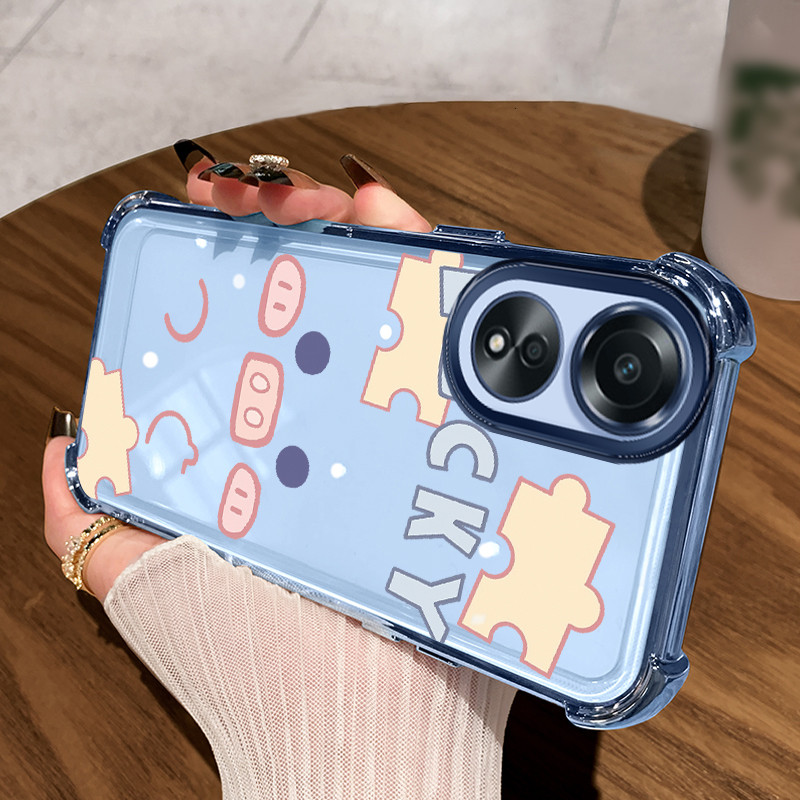 Casing Hp untuk OPPO A58 4G A78 4G Case Babi Puzzle Kasing Bernapas Cesing  AirbagKesing Silikon kan