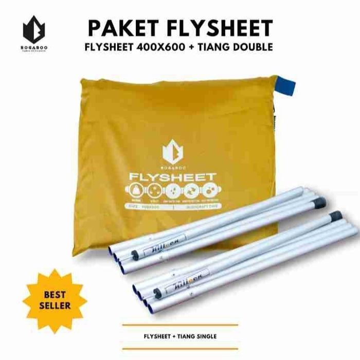 1 SET FLYSHEET 4X6 ULTRALIGHT WATERPROOF DAN TIANG PENYANGGA DOUBLE