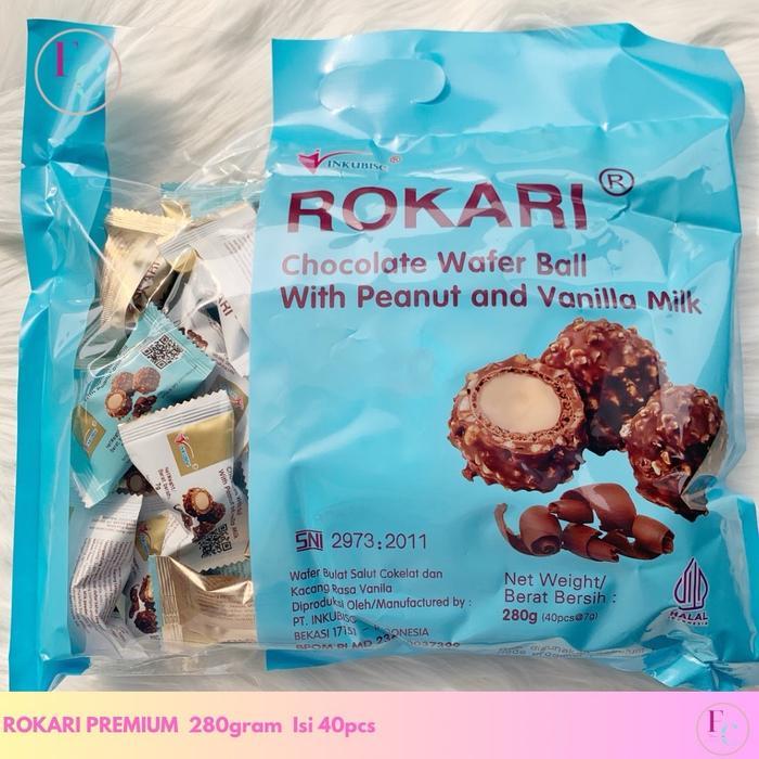 Rokari premium wafer ball coklat kacang vanila susu isi 40pcs