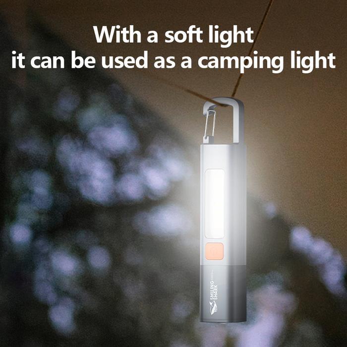 KOMPLIT Senter Smiling Shark SD1023 SmilingShark SD 1023 Senter LED Camping light with Hook Zoomable