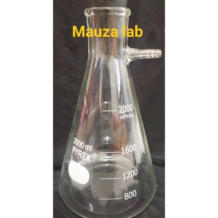 Filtering Flask 2000 Ml Erlenmeyer Pipa Samping 2000 Ml Pyrex