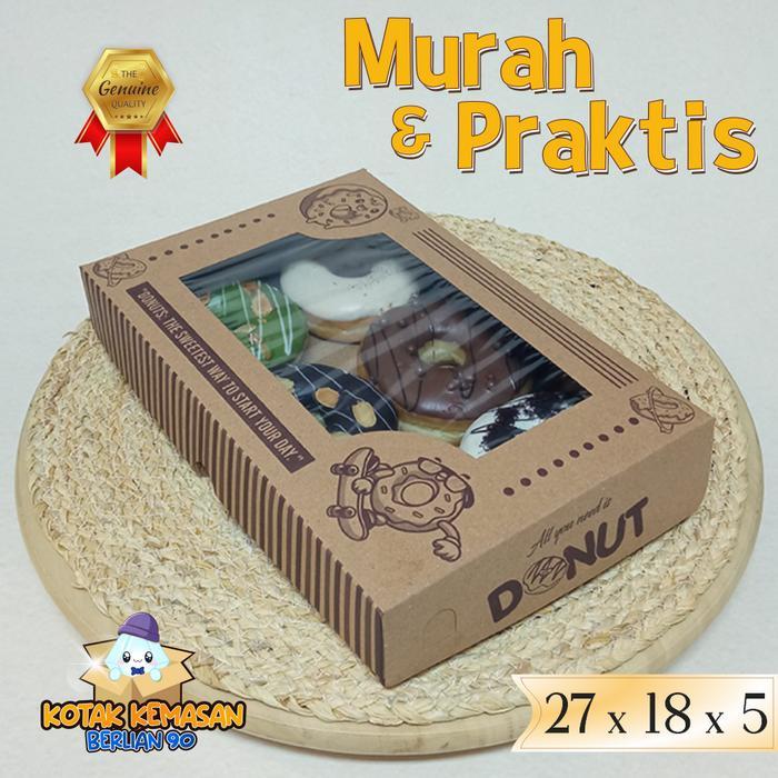 (Isi 50Pcs) Box Donat Jendela Motif Window Kotak Donat Isi 6 Dus Donat Murah Kitchenware