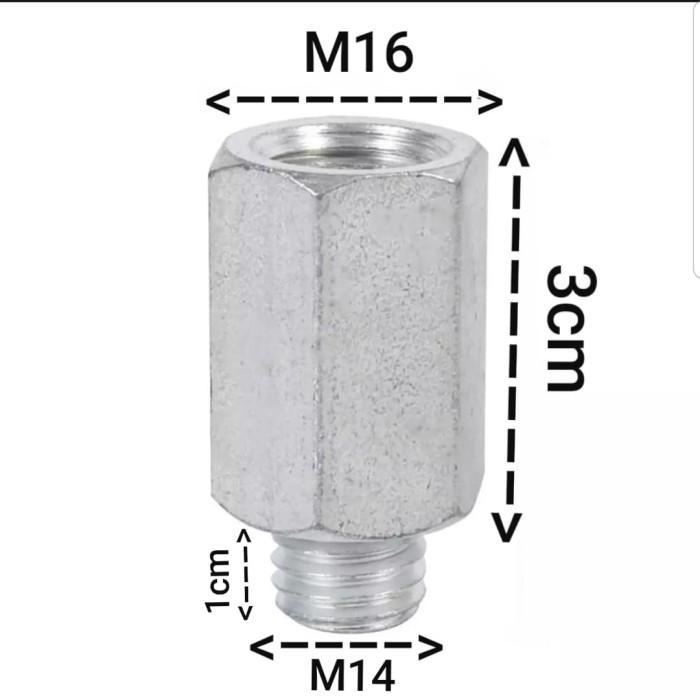 Baut Adaptor dari ulir M16 Female ke M14 Male/ Spindel Adapter M16-M14
