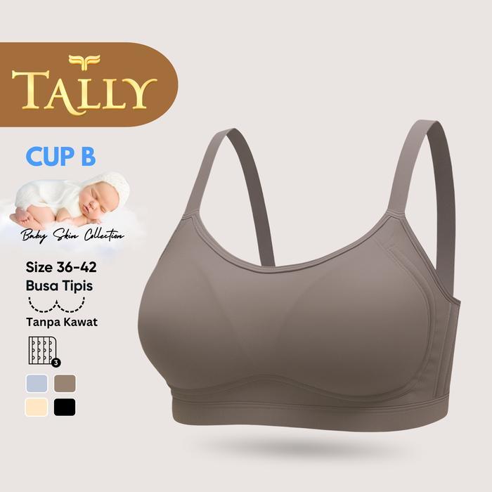 Girona - Tally Bra Wanita Tanpa Kawat Busa Tipis Bahan Katun Nilon Ba Skin Cup B Kait 3 Bh 2147