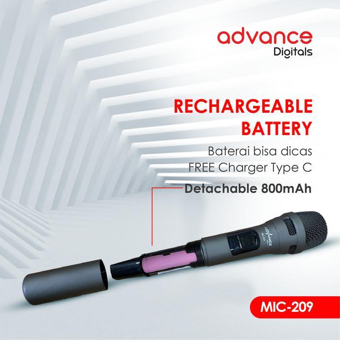 Terbaru Advance (Mic-209) 2Mic Digital Wireless Mic Microphone/Mikrofon Bluetooth Profesional Mic