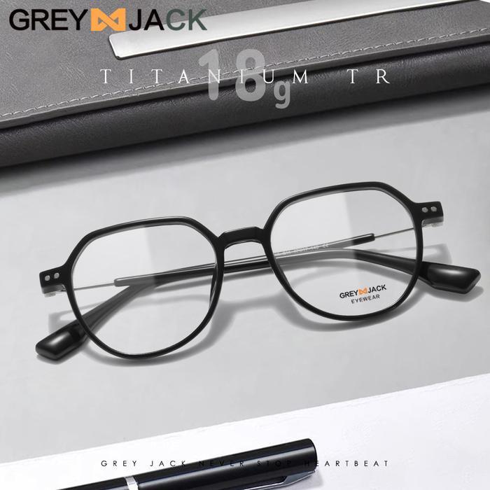 Grey Jack Frame Oval Titanium Antiradiasi Bisa Minus