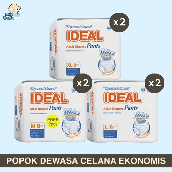 Home Shop - Paket 2 Ball Ideal Popok Dewasa Tipe Celana Anti Bakteri Size M L Xl Terbaru 