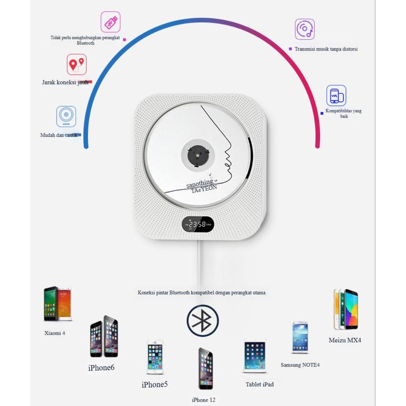 Cd Player Pemutar Musik Multimedia Cd Speaker Portable Bluetooth Dapat Dipasang Di Dinding Pemutar