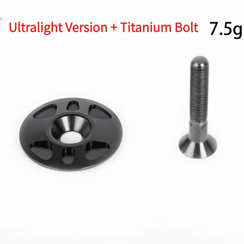 Headset Top Cap Stem Cap 28.6mm OD1 C 7075 Aluminum Alloy with Ultralight Titanium Ti Bolt Screw for