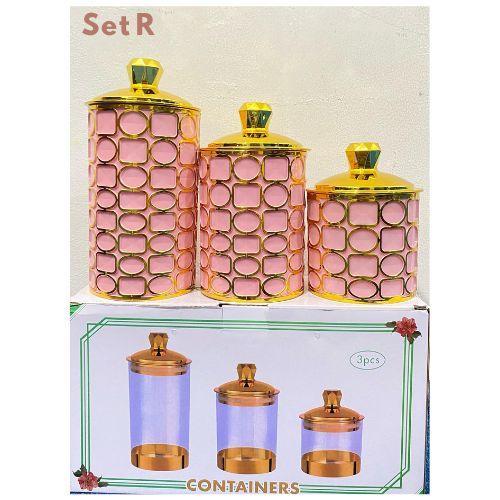 Toples 3pcs Mewah Toples Gold Toples Aklirik Kedap Udara Gold Emas / Toples List Gold Mewah Toples