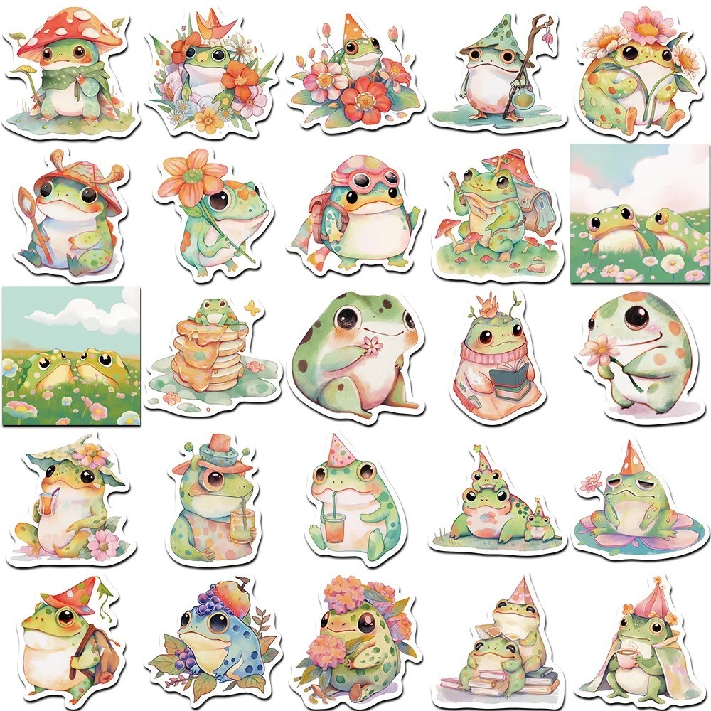 103050PCS Cute Cartoon Colorful Funny Fat Frog DIY Laptop Luggage Skateboard Graffiti Decals Fun