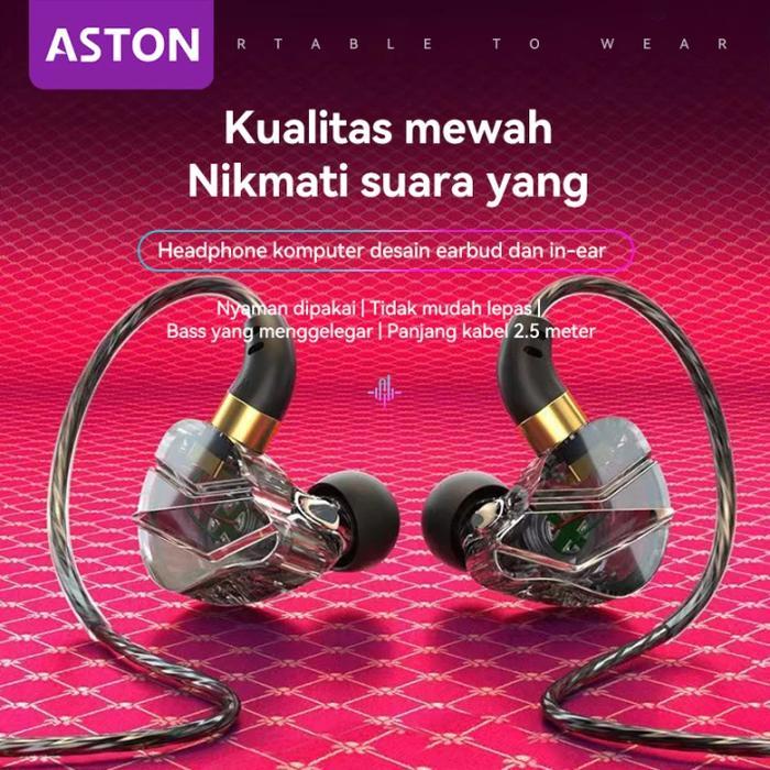 Aston Headset Gaming Kabel Usb Music In Ear Bass Handsfree For Ponsel Komputer Ps4 Terlaris