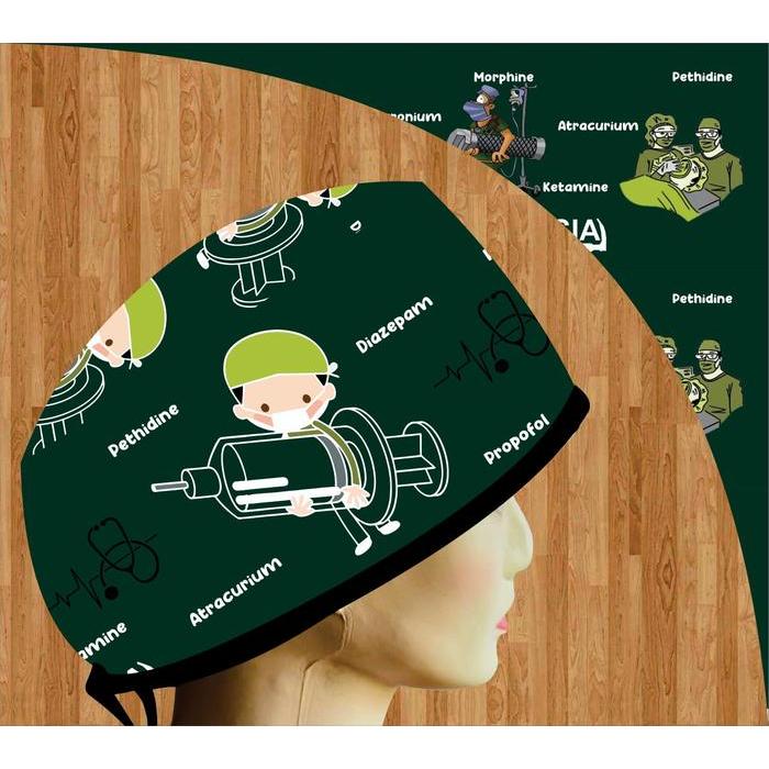 Head Cap Dokter Anesthesiologist Hijau
