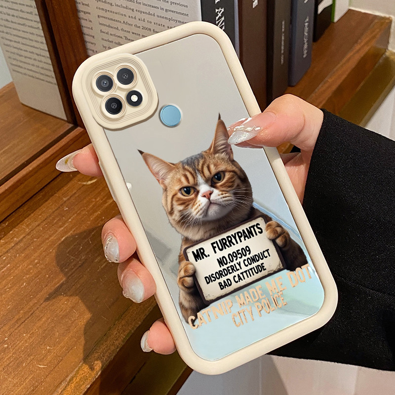 Casing Hp Untuk OPPO A15 A15s A35 Case Foto kucing Kasing Mirror Cesing Akrilik Silikon Softcase Cer
