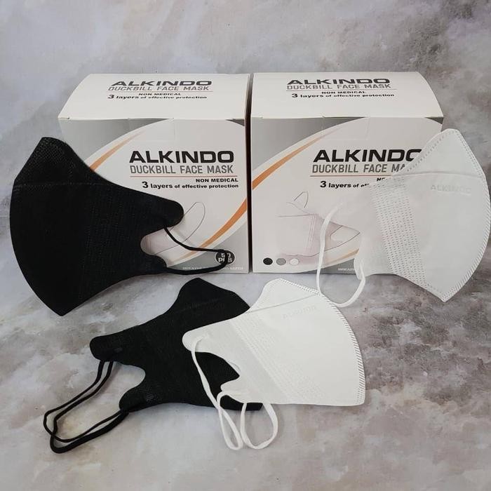 New Masker Duckbill Alkindo hitam/ putih 1 box isi 50 Hitam