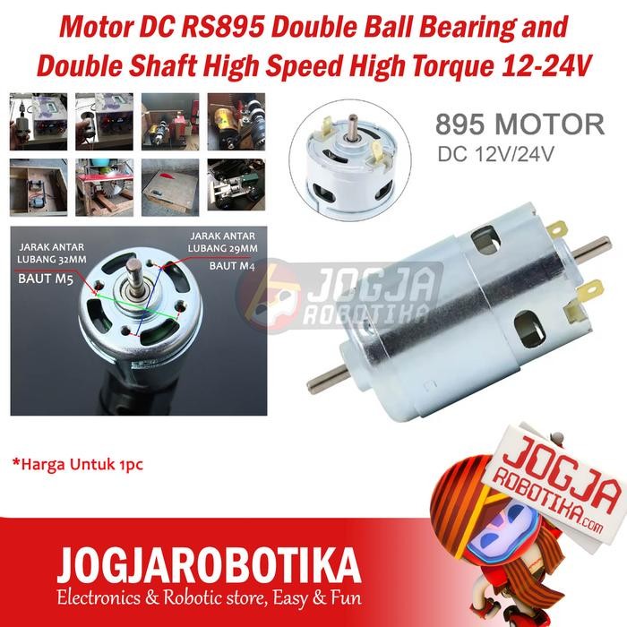 Motor DC RS895 12-24v Double Ball Bearing High Speed High Torque 895 SINGLE DOUBLE SHAFT