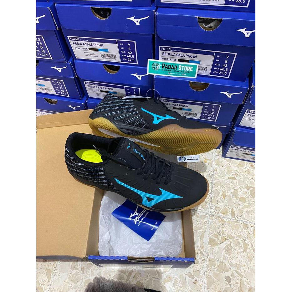 ASLI Sepatu Futsal Mizuno Rebula Sala Pro IN Black Blue Q1GA192125 ginal READY STOCK