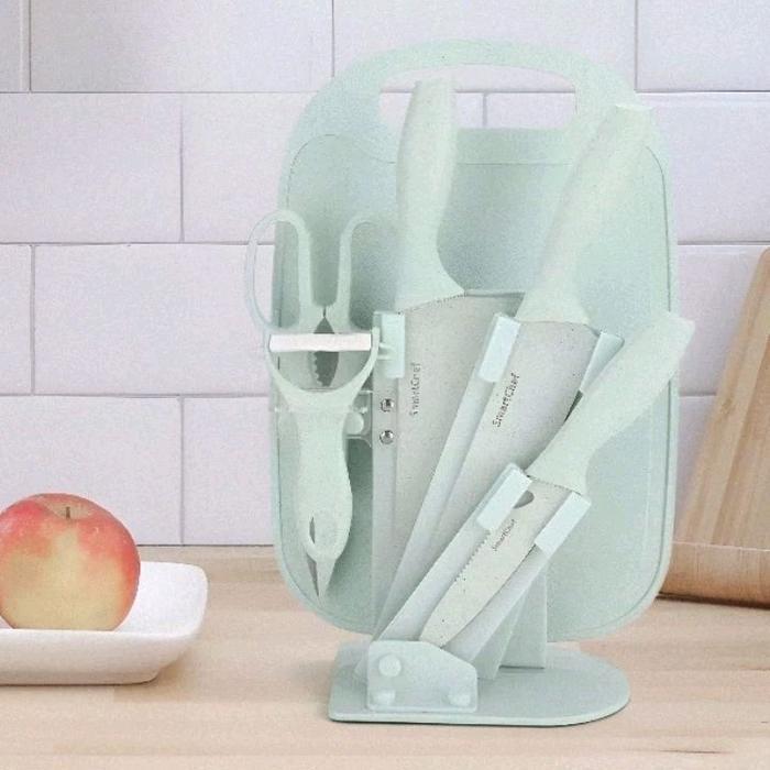 Pisau Set Stand Plus Talenan / Pisau Keramik / Pisau Peeler Gunting Set / Pisau Set / Set Pisau