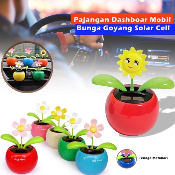 Pajangan Dashboard Mobil Bunga Goyang Mobil Tenaga Surya Hiasan Dashboard Lucu Gerak Otomatis Tanpa