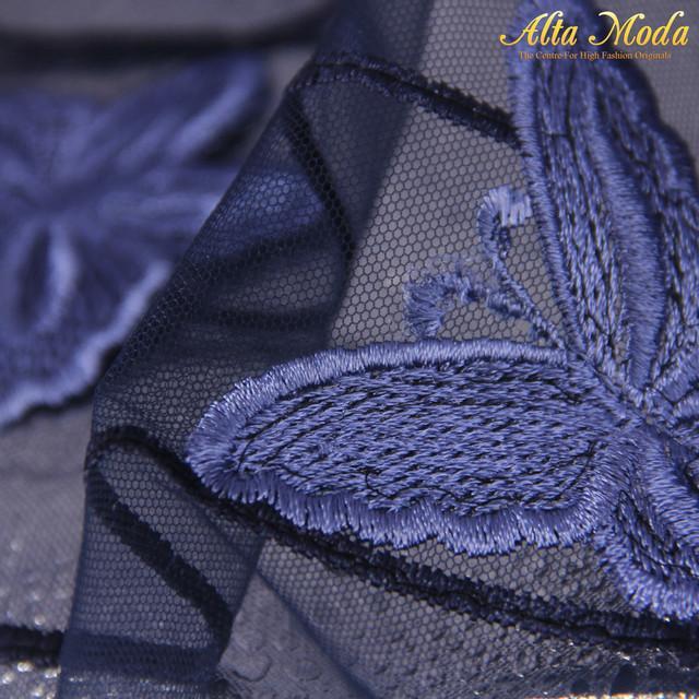 BERGARANSI Alta Moda Tile Bordir Light Blue Motif Kupu-Kupu (1M)