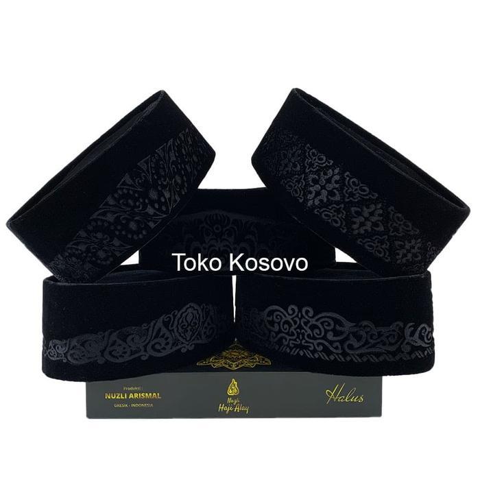 Promo Peci Premium HAJI ALAY LASER AC Tinggi 9 Cm Peci Sholat Pria Dewasa Hitam Motif Kopiah Shalat