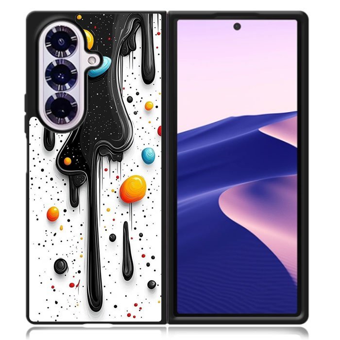 Cosmic Drip – Planets on White CN0135 Casing Custom Samsung Galaxy Z Fold 7 6 5 4 3 SE ,  Z Flip 7 6