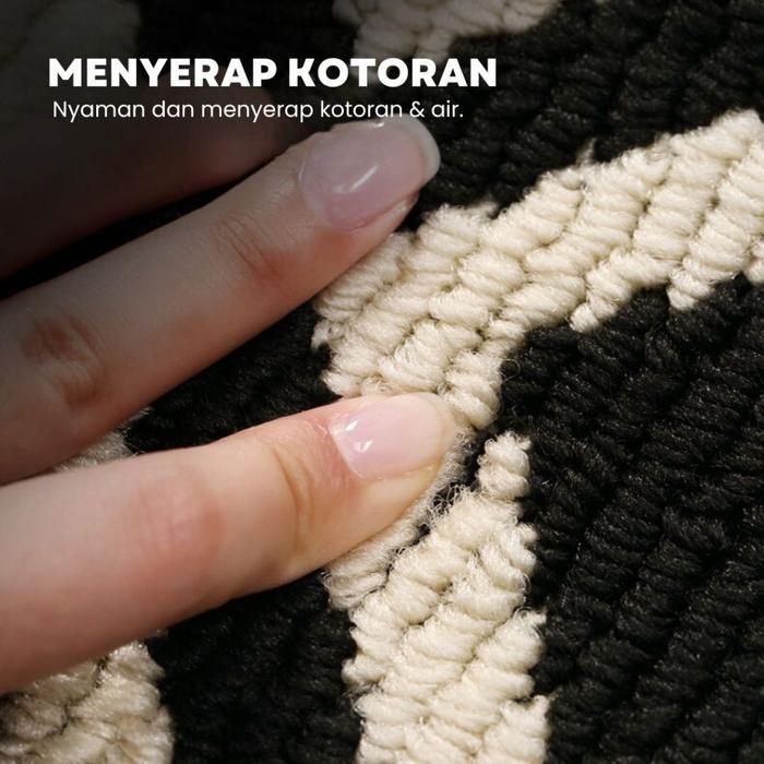 KIVI - KESET CHECKER 50X80CM UNTUK PINTU RUMAH, KESET OUTDOOR ANTI SLIP AESTHETIC, MENYERAP AIR &