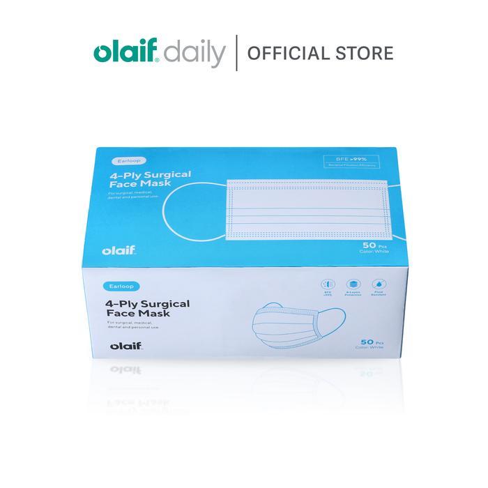 Olaif 4 Ply Surgical Face Mask - 50 Pcs - Medical Mask / Masker Medis / Ear Loop Terlaris