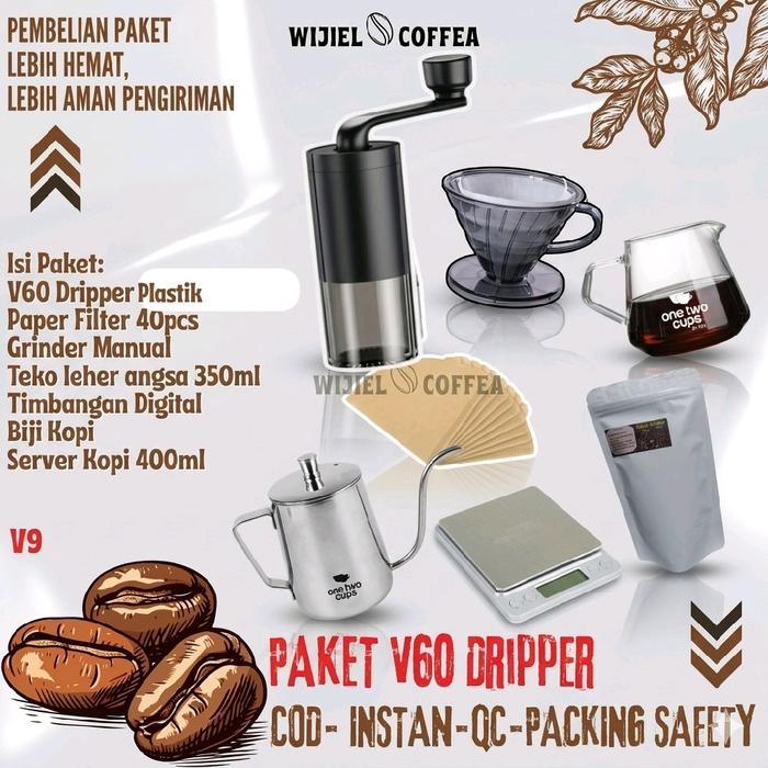 PAKET ALAT KOPI V60 - PAKET ALAT KOPI MURAH LENGKAP - V60 - GRINDER KOPI MANUAL - SERVER KOPI -