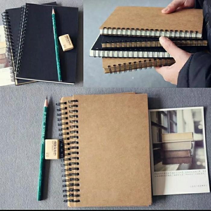 Buku Sketsa Sketchbook A5 Polos Craft Vintage Sektch book murah Brown Paper Sketbook Black Kertas