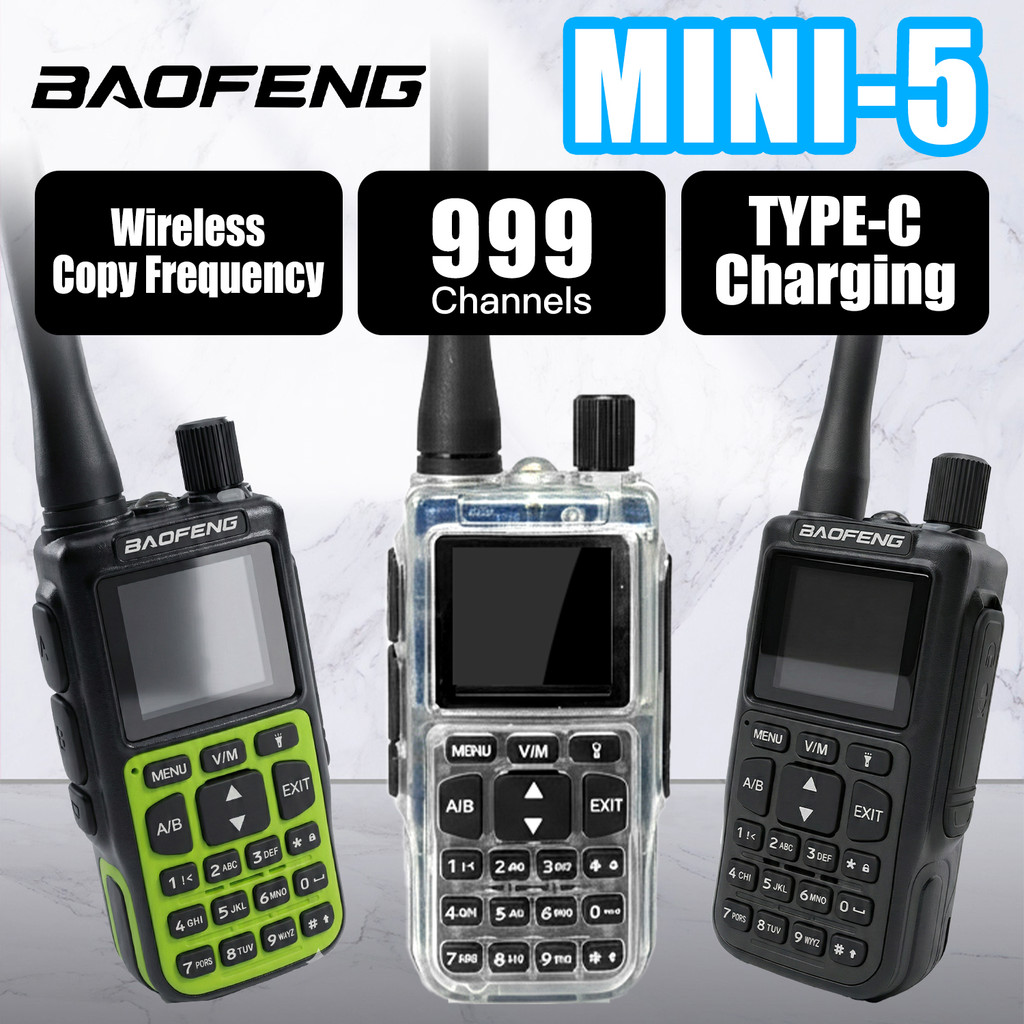 1PCS Baofeng MINI-5 Walkie Talkie Upgrade UV-5R Mini Multi Band VOX FM AM Type-C Charge Bluetooth