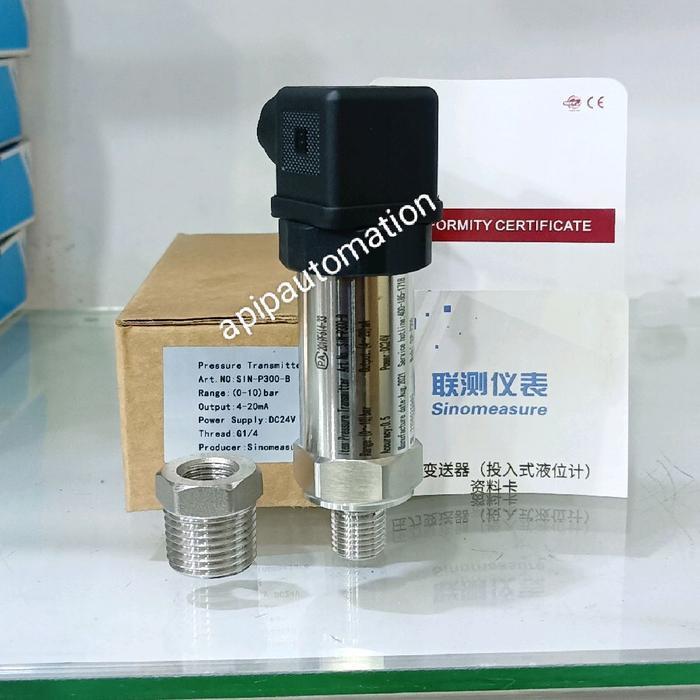 PRESSURE TRANSMITER SENSOR 0 -10 BAR OUTPUT 4-20MA DERAT G1/4 + G1/2" SAMBUNGAN G1/2 STAINLESS