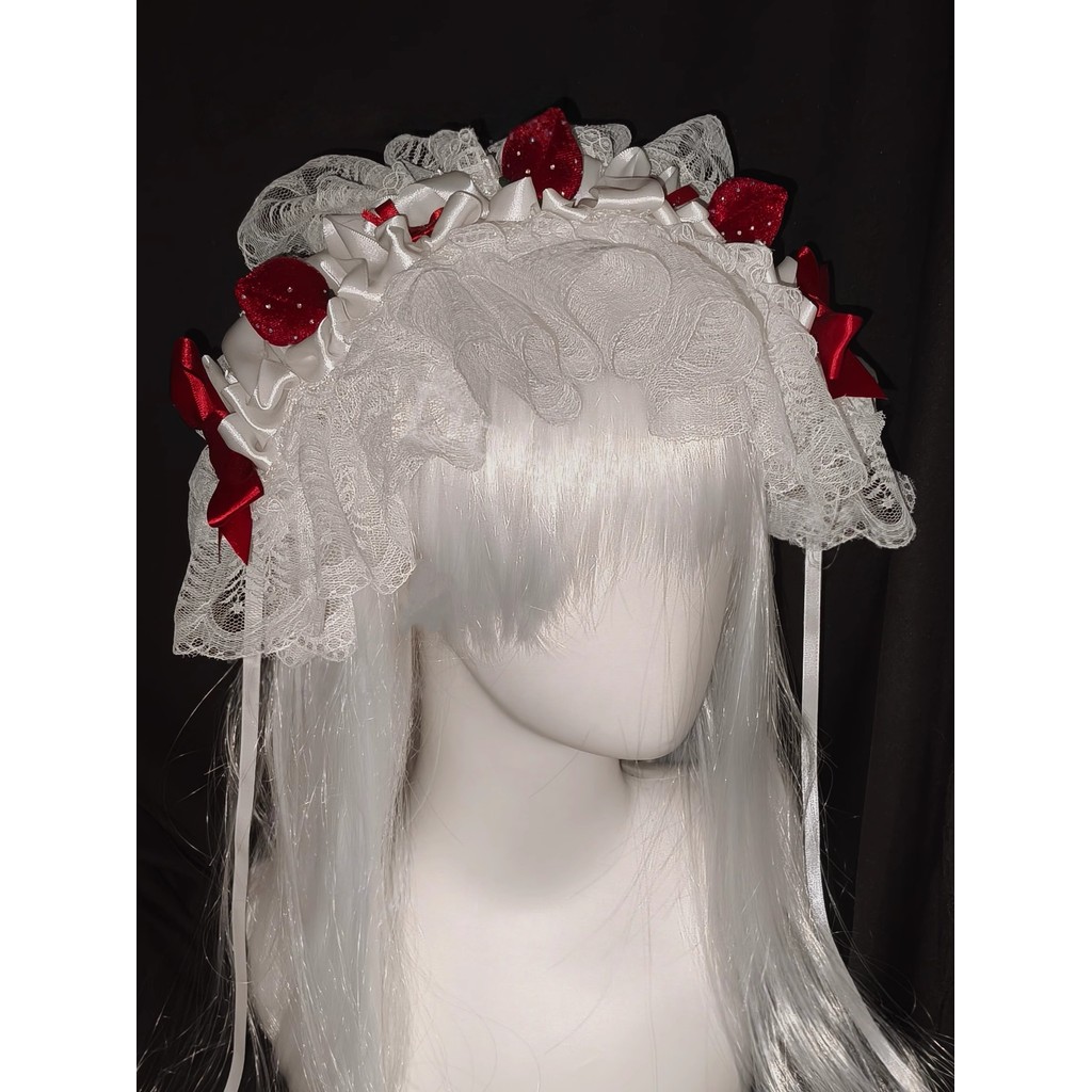 2 Types Handmade Subculture Wine Red Strawberry Headband Ruffled Maid Hair Accessory Lolita Sweet