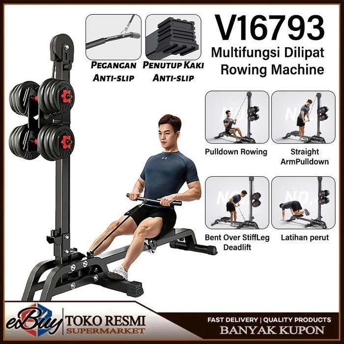 Wannafit Svarga - Multifunctional Foldable Rowing Machine 2-In-1 High Pull Down Alat Olahraga