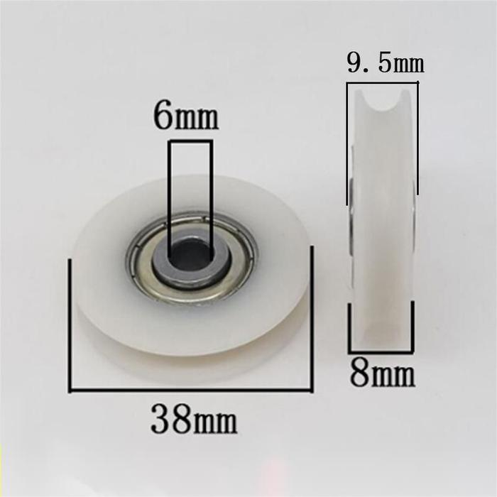 10pcs Roda Pagar Nilon Roda Gerbang Roda Katrol Bentuk U